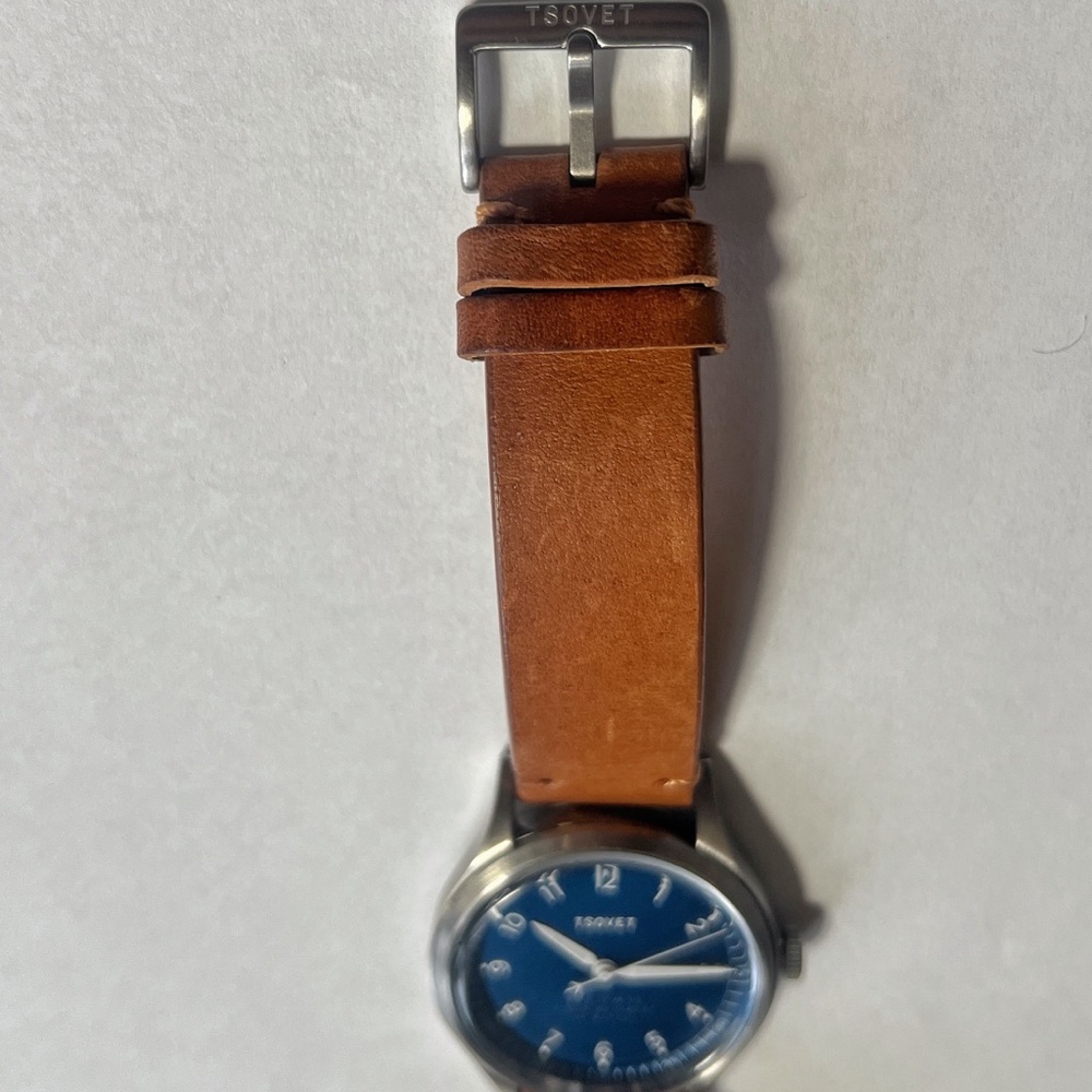 Tsovet JPT PW36 Blue Dial Watch with Brown Leather Strap - Picture 3 of 4